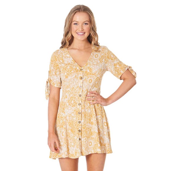 🔆RIP CURL🔆 GOLDEN DAYS FLORAL DRESS - Picture 3 of 11